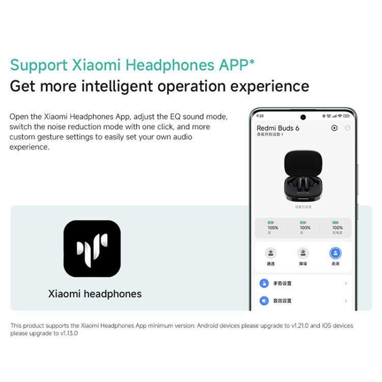 Xiaomi Redmi Buds 6 Active Noise Reduction Wireless Bluetooth Earphone(Black) - Bluetooth Earphone by Xiaomi | Online Shopping UK | buy2fix