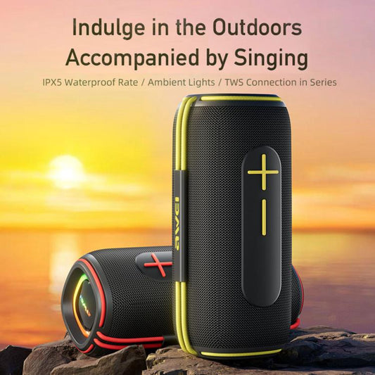 awei KA5 Portable Outdoor Colorful RGB Light Bluetooth Speaker(Black Red) - Desktop Speaker by awei | Online Shopping UK | buy2fix