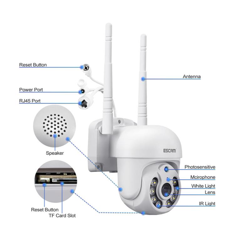 ESCAM WNK710 3MP HD Motion Detection WiFi Intelligent Dual-light Source Camera, UK Plug(White) - Wireless Camera by ESCAM | Online Shopping UK | buy2fix
