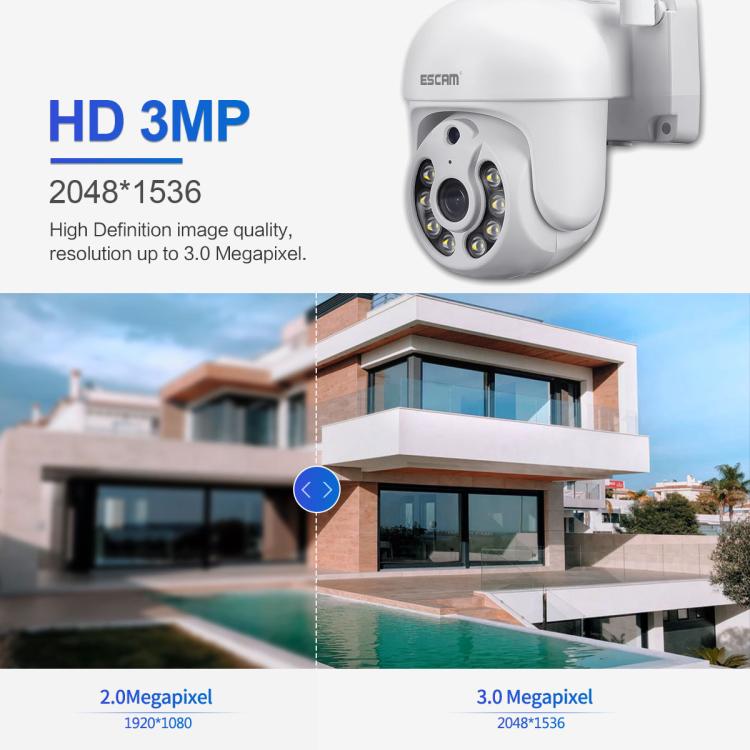 ESCAM WNK710 3MP HD Motion Detection WiFi Intelligent Dual-light Source Camera, AU Plug(White) - Wireless Camera by ESCAM | Online Shopping UK | buy2fix