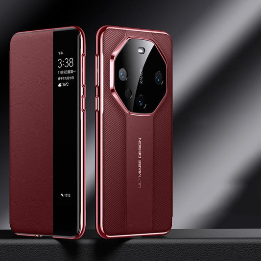 For Huawei Mate 60 Pro Smart View Window Imitation Ultimate Design Phone Case(Red) - Huawei Cases by buy2fix | Online Shopping UK | buy2fix