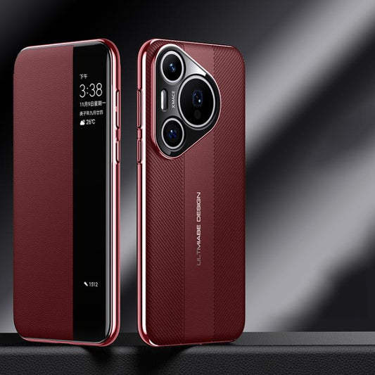 For Huawei Pura 70 Smart View Window Imitation Ultimate Design Phone Case(Red) - Huawei Cases by buy2fix | Online Shopping UK | buy2fix