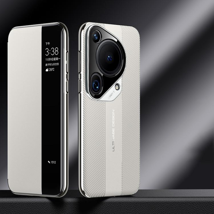 For Huawei Pura 70 Ultra Smart View Window Imitation Ultimate Design Phone Case(White) - Huawei Cases by buy2fix | Online Shopping UK | buy2fix