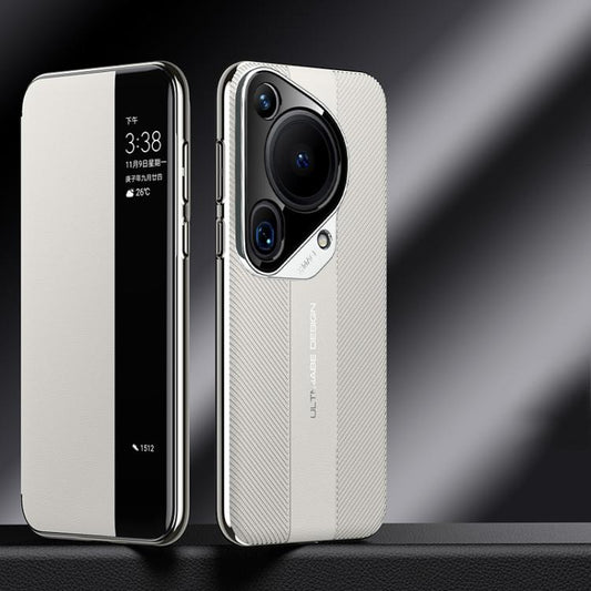 For Huawei Pura 70 Ultra Smart View Window Imitation Ultimate Design Phone Case(White) - Huawei Cases by buy2fix | Online Shopping UK | buy2fix