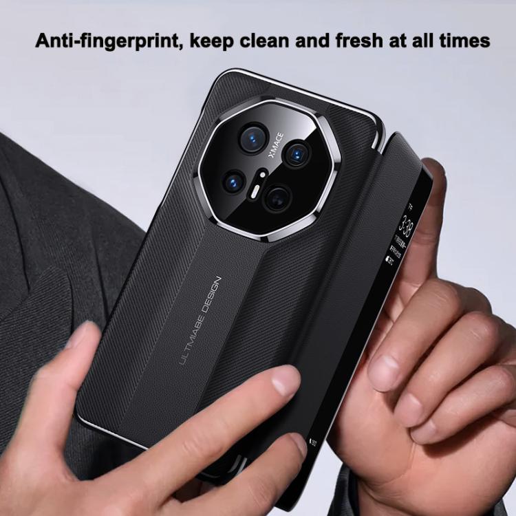 For Huawei Mate 60 Pro Smart View Window Imitation Ultimate Design Phone Case(Gold) - Huawei Cases by buy2fix | Online Shopping UK | buy2fix