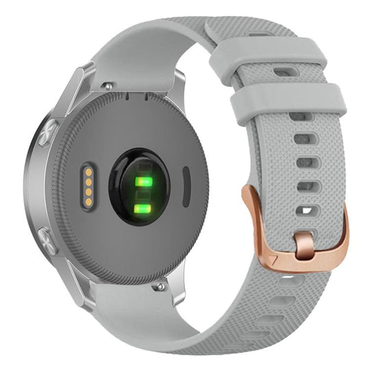 For Garmin 20mm Rose Gold Steel Buckle Silicone Watch Band(Grey)