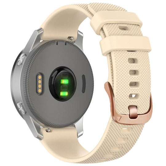 For Garmin 20mm Rose Gold Steel Buckle Silicone Watch Band(Beige)