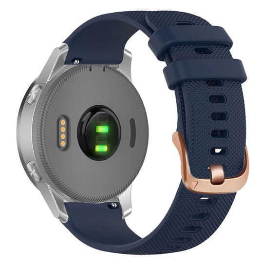 For Garmin 20mm Rose Gold Steel Buckle Silicone Watch Band(Midnight  Blue)