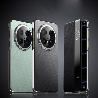 For Huawei Mate 70 Pro / 70 Pro+ Smart View Window Plain Leather Paint PC Phone Case(Grey) - Huawei Cases by buy2fix | Online Shopping UK | buy2fix