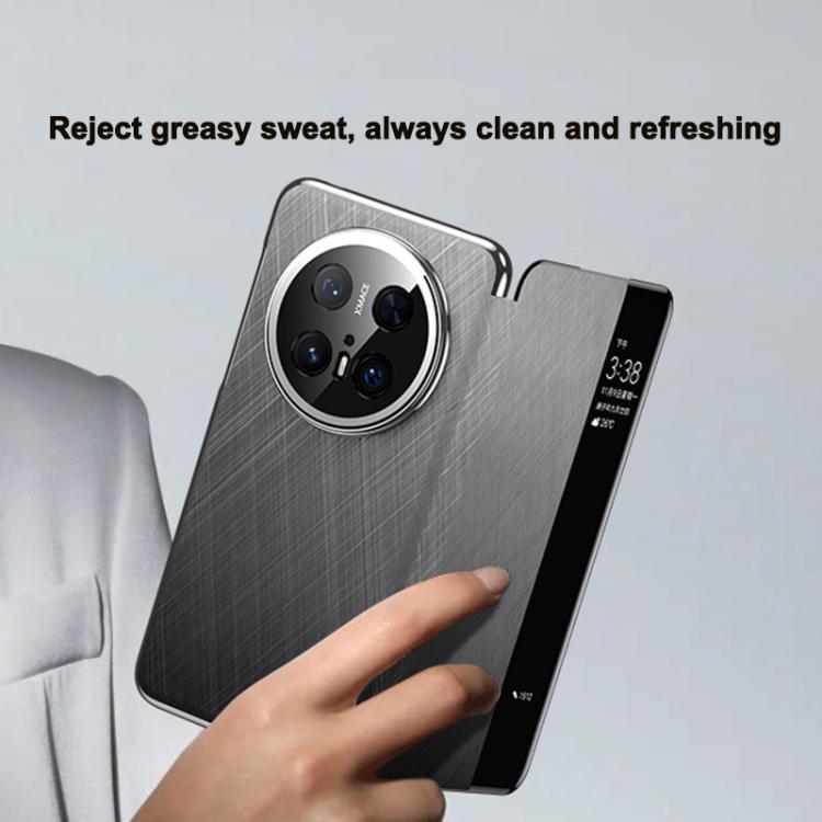 For Huawei Mate 70 Pro / 70 Pro+ Smart View Window Plain Leather Paint PC Phone Case(Grey) - Huawei Cases by buy2fix | Online Shopping UK | buy2fix