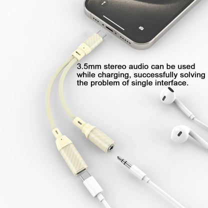 60W 2 in 1 Type-C to Type-C and 3.5mm Audio Adapter(Apricot) - Audio Adapter by buy2fix | Online Shopping UK | buy2fix
