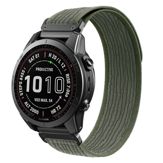For Garmin 22mm Loop Nylon Hook and Loop Fastener Quick Release Watch Band(Army Green Grey)