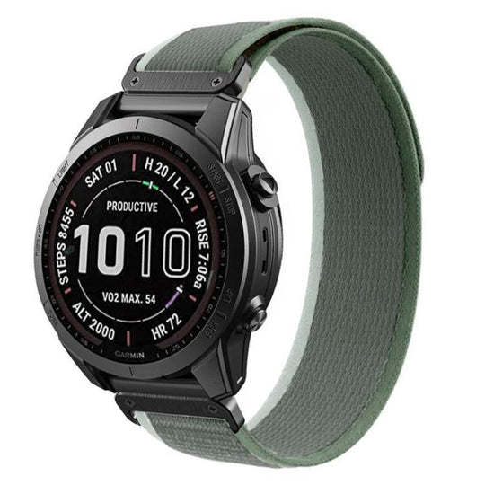 For Garmin 26mm Loop Nylon Hook and Loop Fastener Quick Release Watch Band(Green White)