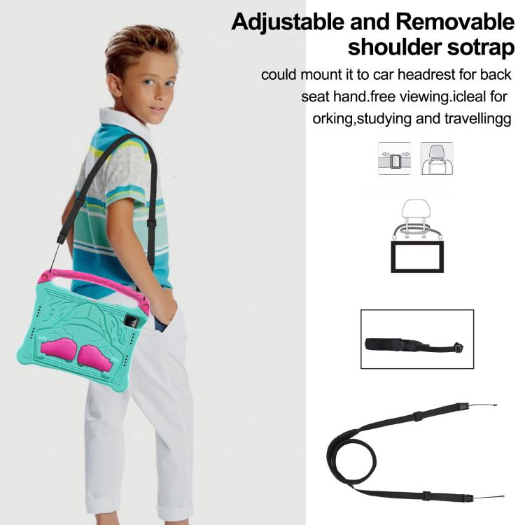 For iPad Air 11 2024 /  2025 Boxing Series Kickstand EVA Shockproof Tablet Case with Shoulder Strap(Mint Rose Red) - iPad Air 11 2025 / 2024 Cases by buy2fix | Online Shopping UK | buy2fix