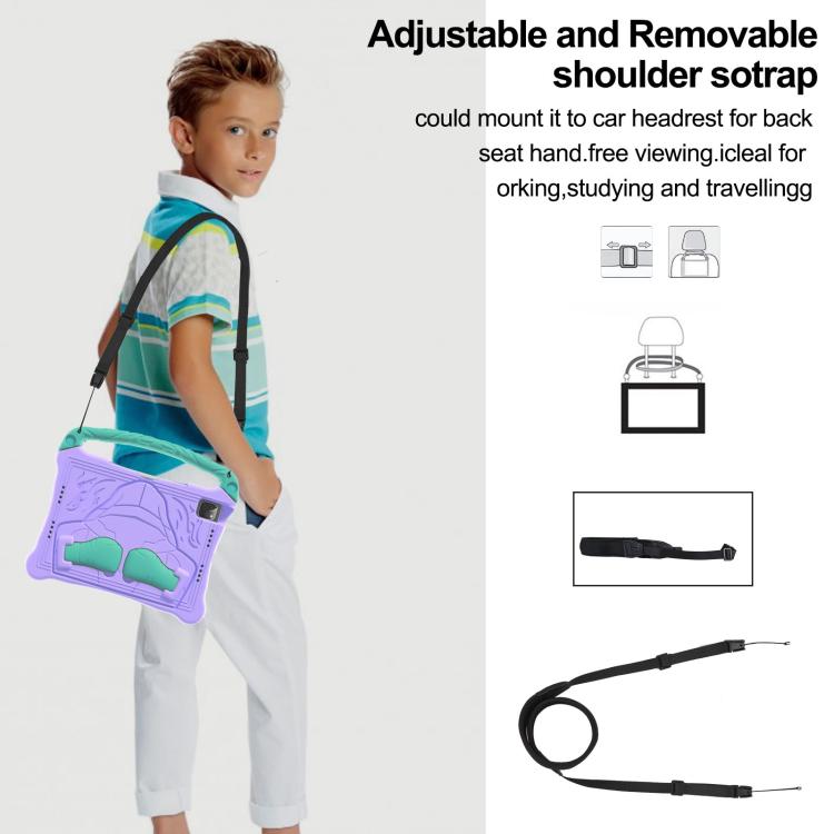 For iPad Air 11 2024 /  2025 Boxing Series Kickstand EVA Shockproof Tablet Case with Shoulder Strap(Purple Mint) - iPad Air 11 2025 / 2024 Cases by buy2fix | Online Shopping UK | buy2fix