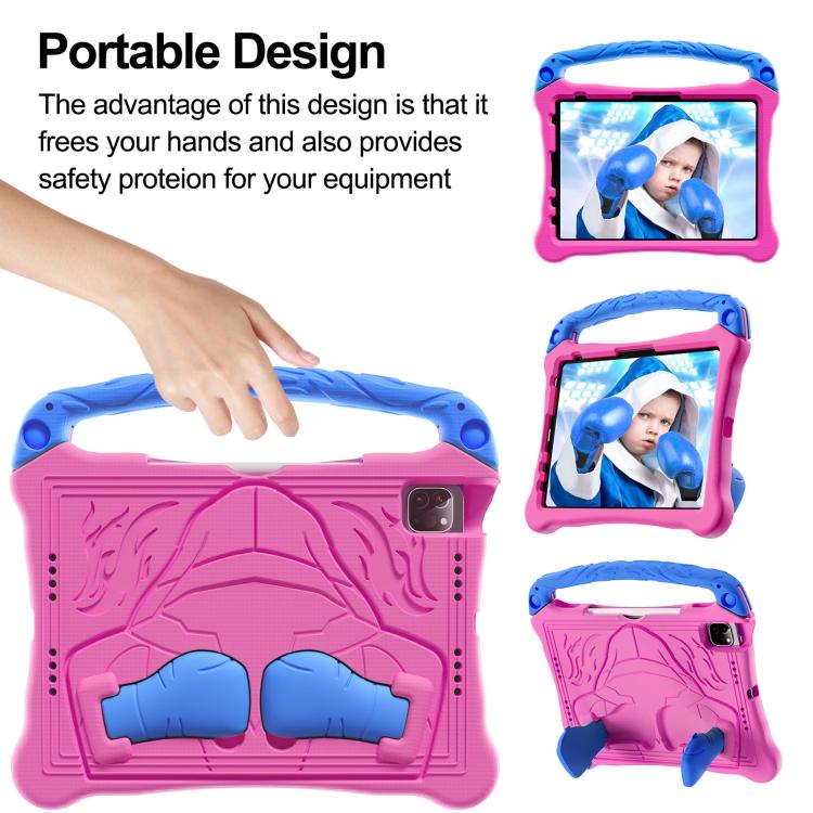 For iPad Pro 11 2024 Boxing Series Kickstand EVA Shockproof Tablet Case with Shoulder Strap(Rose Red Blue) - iPad Pro 11 2024 Cases by buy2fix | Online Shopping UK | buy2fix