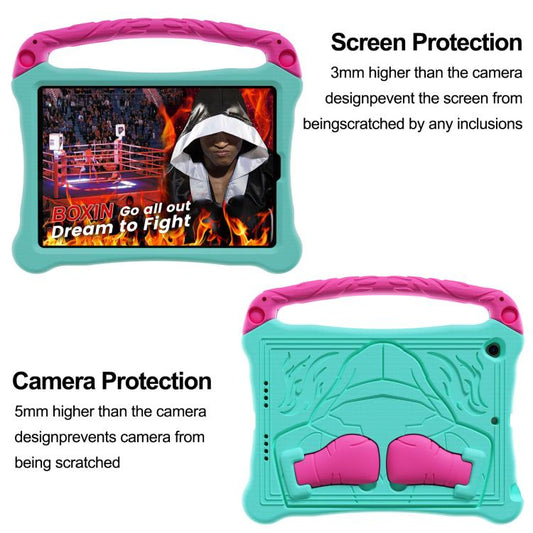 For iPad 10.2 2021 / 2020 / 2019 Boxing Series Kickstand EVA Shockproof Tablet Case with Shoulder Strap(Mint Rose Red) - iPad 10.2 Cases by buy2fix | Online Shopping UK | buy2fix