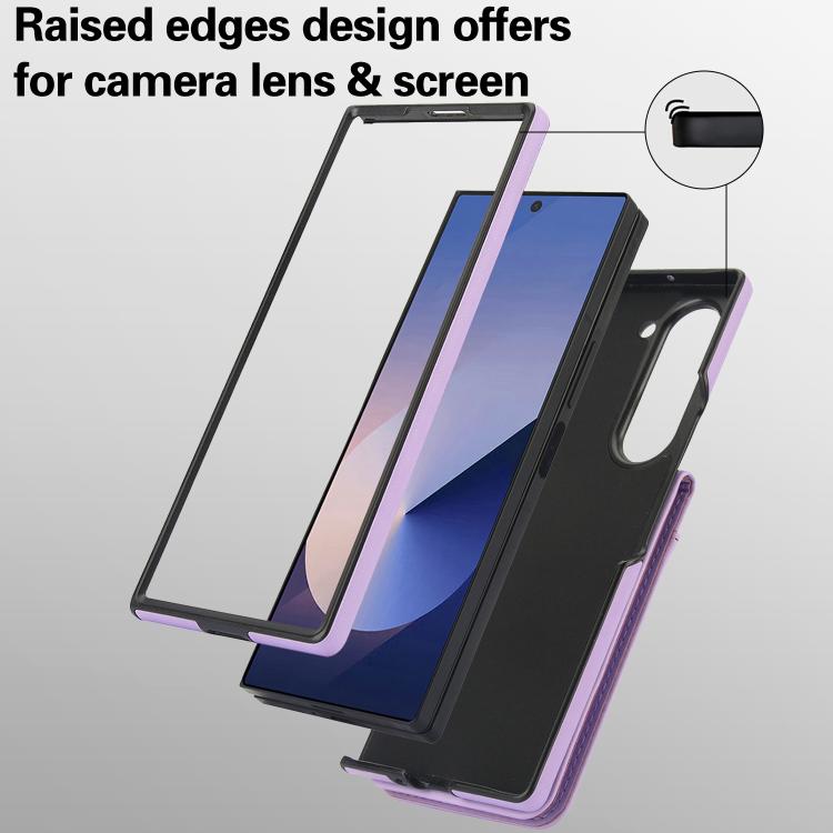 For Samsung Galaxy Z Fold5 AwQuer RFID Vertical Flip Card Bag Holder Leather Phone Case(Light Purple) - Galaxy Z Fold5 Cases by Awquer | Online Shopping UK | buy2fix