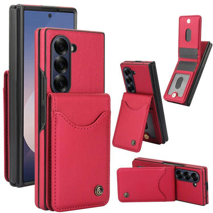 For Samsung Galaxy Z Fold6 AwQuer RFID Vertical Flip Card Bag Holder Leather Phone Case(Red) - Galaxy Z Fold6 5G Cases by Awquer | Online Shopping UK | buy2fix