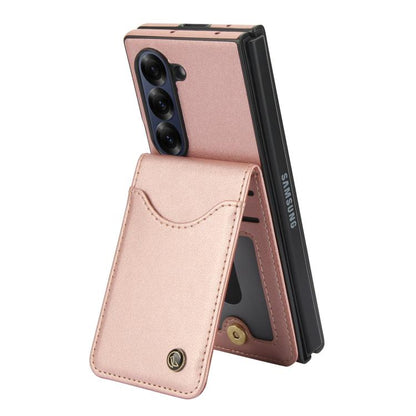 For Samsung Galaxy Z Fold6 AwQuer RFID Vertical Flip Card Bag Holder Leather Phone Case(Rose Gold) - Galaxy Z Fold6 5G Cases by Awquer | Online Shopping UK | buy2fix