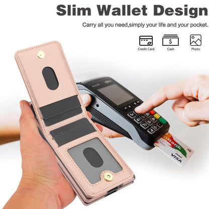 For Samsung Galaxy Z Fold6 AwQuer RFID Vertical Flip Card Bag Holder Leather Phone Case(Rose Gold) - Galaxy Z Fold6 5G Cases by Awquer | Online Shopping UK | buy2fix