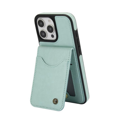 For iPhone 16 Pro AwQuer Vertical Flip Card Bag Holder Leather Phone Case(Green) - iPhone 16 Pro Cases by Awquer | Online Shopping UK | buy2fix