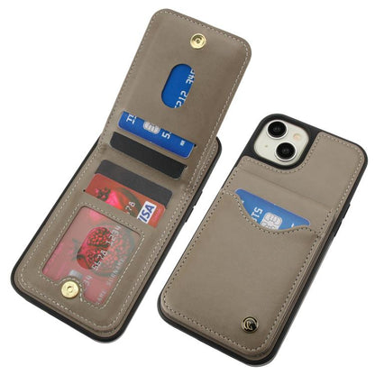 For iPhone 15 AwQuer Vertical Flip Card Bag Holder Leather Phone Case(Grey) - iPhone 15 Cases by Awquer | Online Shopping UK | buy2fix