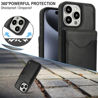 For iPhone 13 Pro Max AwQuer Vertical Flip Card Bag Holder Leather Phone Case(Black) - iPhone 13 Pro Max Cases by Awquer | Online Shopping UK | buy2fix