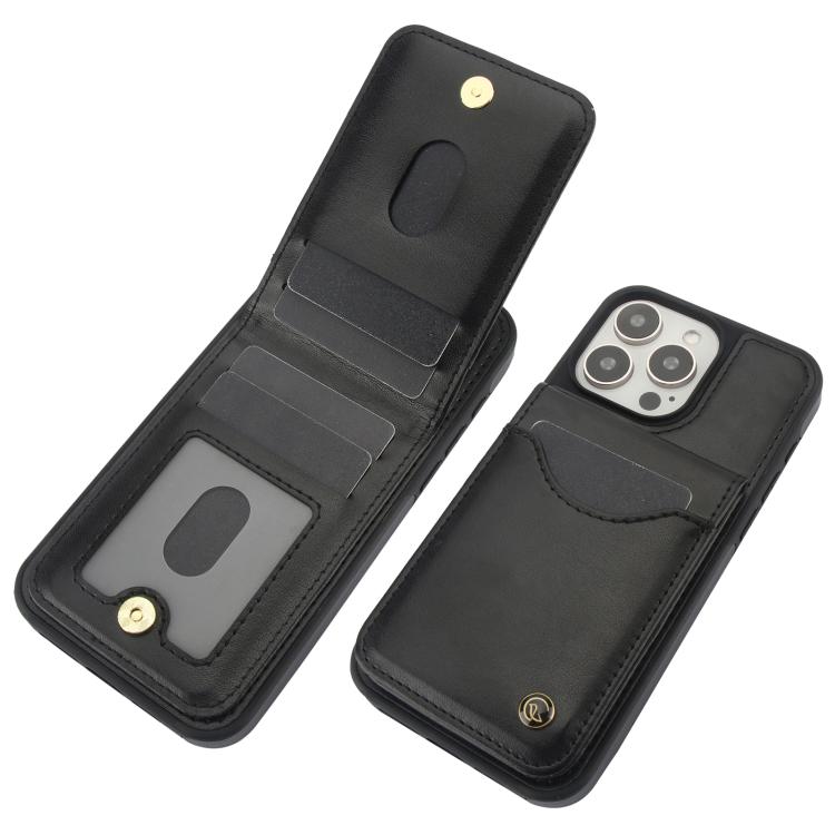 For iPhone 12 Pro Max AwQuer Vertical Flip Card Bag Holder Leather Phone Case(Black) - iPhone 12 Pro Max Cases by Awquer | Online Shopping UK | buy2fix