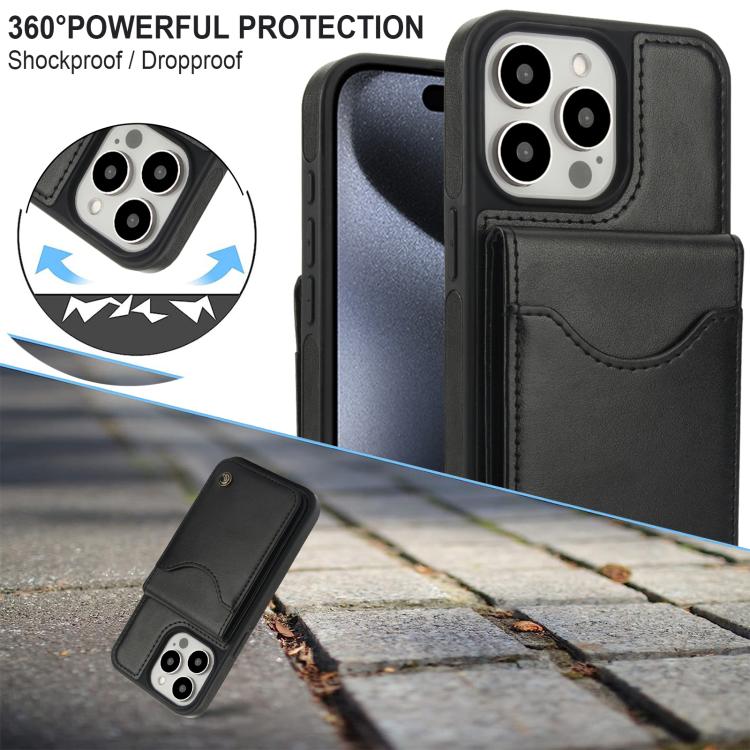 For iPhone 12 Pro Max AwQuer Vertical Flip Card Bag Holder Leather Phone Case(Black) - iPhone 12 Pro Max Cases by Awquer | Online Shopping UK | buy2fix
