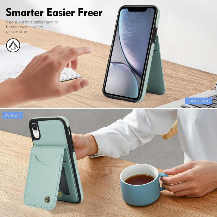 For iPhone X / XS AwQuer Vertical Flip Card Bag Holder Leather Phone Case(Green) - More iPhone Cases by Awquer | Online Shopping UK | buy2fix