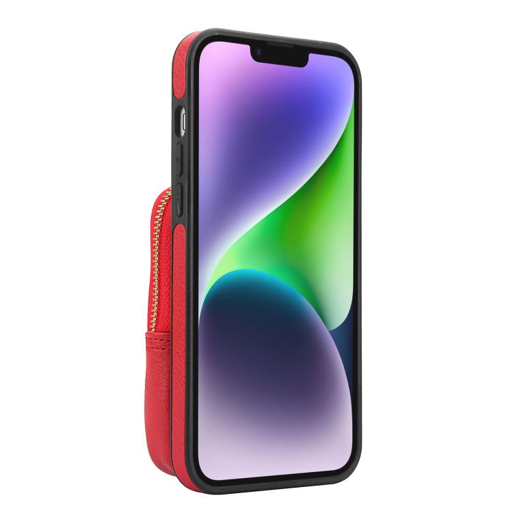 For iPhone 15 Plus AwQuer Crossbody Zipper Wallet Bag Litchi Leather Phone Case(Red) - iPhone 15 Plus Cases by Awquer | Online Shopping UK | buy2fix