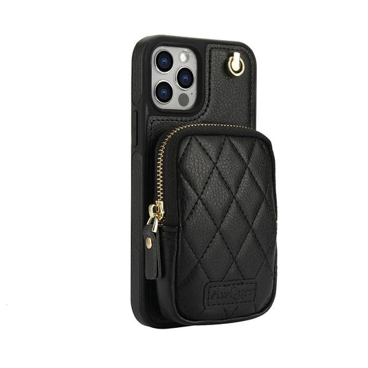 For iPhone 12 Pro Max AwQuer Crossbody Zipper Wallet Bag Litchi Leather Phone Case(Black) - iPhone 12 Pro Max Cases by Awquer | Online Shopping UK | buy2fix