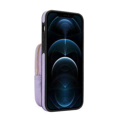For iPhone 12 Pro Max AwQuer Crossbody Zipper Wallet Bag Litchi Leather Phone Case(Light Purple) - iPhone 12 Pro Max Cases by Awquer | Online Shopping UK | buy2fix