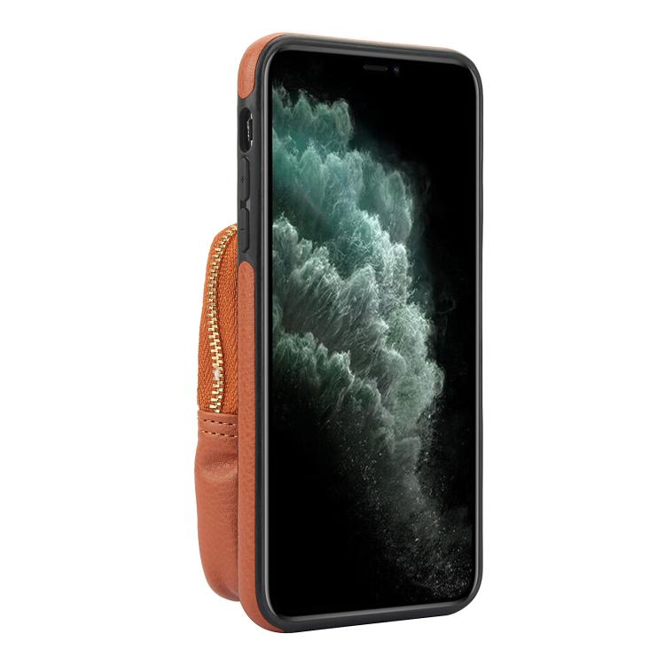 For iPhone 11 Pro Max AwQuer Crossbody Zipper Wallet Bag Litchi Leather Phone Case(Brown) - iPhone 11 Pro Max Cases by Awquer | Online Shopping UK | buy2fix