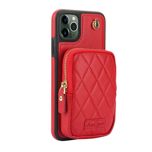 For iPhone 11 AwQuer Crossbody Zipper Wallet Bag Litchi Leather Phone Case(Red) - iPhone 11 Cases by Awquer | Online Shopping UK | buy2fix