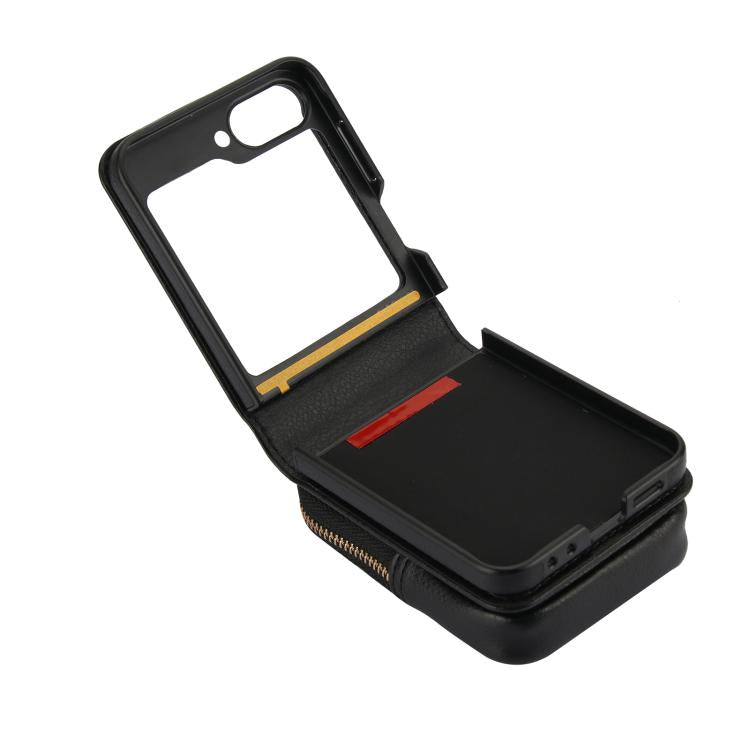 For Samsung Galaxy Z Flip6 / Flip7 FE AwQuer Crossbody Zipper Wallet Bag Litchi Leather Phone Case(Black) - Galaxy Z Flip6 5G Cases by Awquer | Online Shopping UK | buy2fix