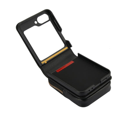 For Samsung Galaxy Z Flip6 / Flip7 FE AwQuer Crossbody Zipper Wallet Bag Litchi Leather Phone Case(Black) - Galaxy Z Flip6 5G Cases by Awquer | Online Shopping UK | buy2fix