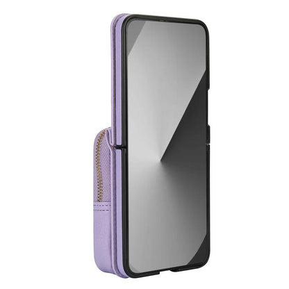 For Samsung Galaxy Z Flip6 / Flip7 FE AwQuer Crossbody Zipper Wallet Bag Litchi Leather Phone Case(Light Purple) - Galaxy Z Flip6 5G Cases by Awquer | Online Shopping UK | buy2fix