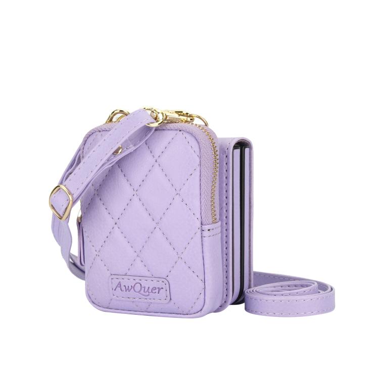 For Samsung Galaxy Z Flip6 / Flip7 FE AwQuer Crossbody Zipper Wallet Bag Litchi Leather Phone Case(Light Purple) - Galaxy Z Flip6 5G Cases by Awquer | Online Shopping UK | buy2fix