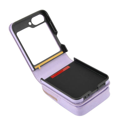 For Samsung Galaxy Z Flip6 / Flip7 FE AwQuer Crossbody Zipper Wallet Bag Litchi Leather Phone Case(Light Purple) - Galaxy Z Flip6 5G Cases by Awquer | Online Shopping UK | buy2fix