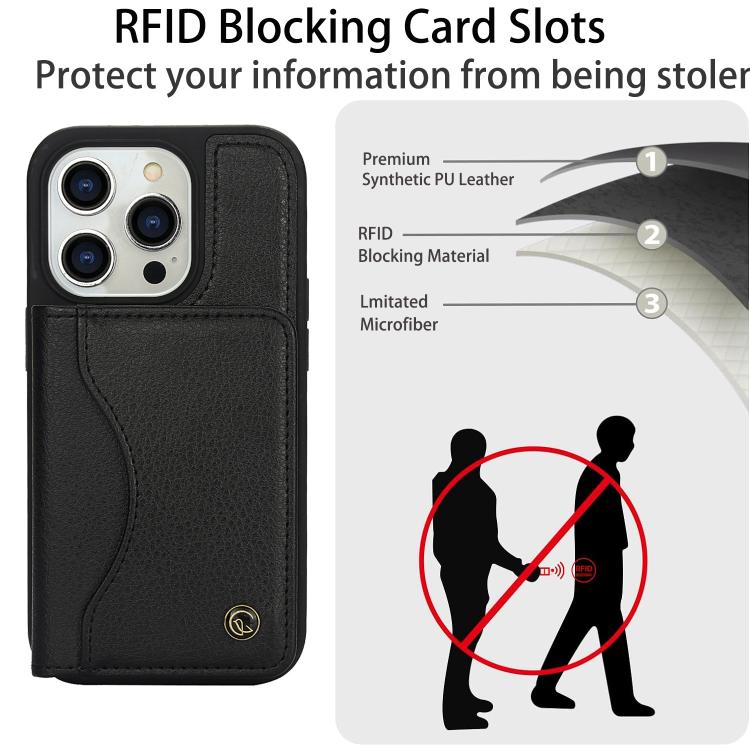 For iPhone 13 Pro Max AwQuer Horizontal Flip Card Bag Holder Leather Phone Case(Black) - iPhone 13 Pro Max Cases by Awquer | Online Shopping UK | buy2fix