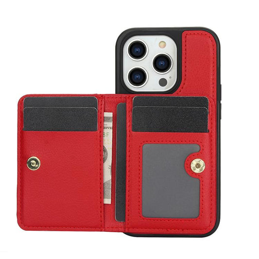 For iPhone 13 Pro AwQuer Horizontal Flip Card Bag Holder Leather Phone Case(Red) - iPhone 13 Pro Cases by Awquer | Online Shopping UK | buy2fix