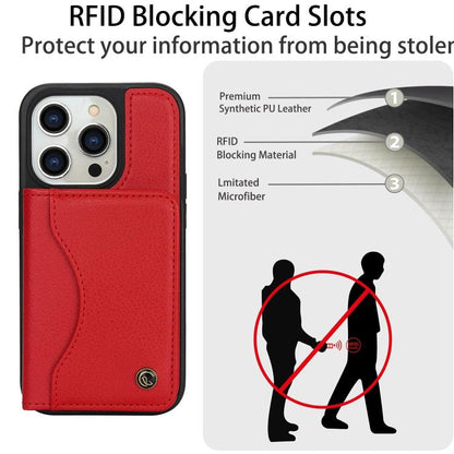 For iPhone 13 Pro AwQuer Horizontal Flip Card Bag Holder Leather Phone Case(Red) - iPhone 13 Pro Cases by Awquer | Online Shopping UK | buy2fix