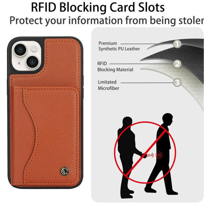 For iPhone 12 / 12 Pro AwQuer Horizontal Flip Card Bag Holder Leather Phone Case(Brown) - iPhone 12 / 12 Pro Cases by Awquer | Online Shopping UK | buy2fix