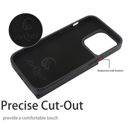 For iPhone 11 Pro Max AwQuer Horizontal Flip Card Bag Holder Leather Phone Case(Black) - iPhone 11 Pro Max Cases by Awquer | Online Shopping UK | buy2fix