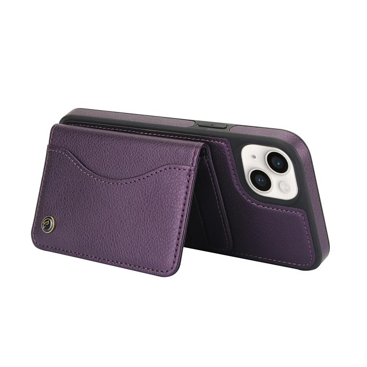 For iPhone 11 AwQuer Horizontal Flip Card Bag Holder Leather Phone Case(Dark Purple) - iPhone 11 Cases by Awquer | Online Shopping UK | buy2fix