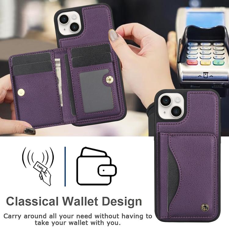 For iPhone 11 AwQuer Horizontal Flip Card Bag Holder Leather Phone Case(Dark Purple) - iPhone 11 Cases by Awquer | Online Shopping UK | buy2fix