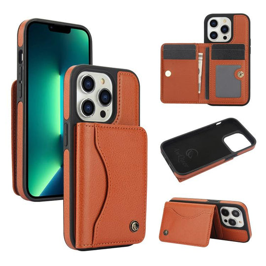 For iPhone 11 Pro AwQuer Horizontal Flip Card Bag Holder Leather Phone Case(Brown)