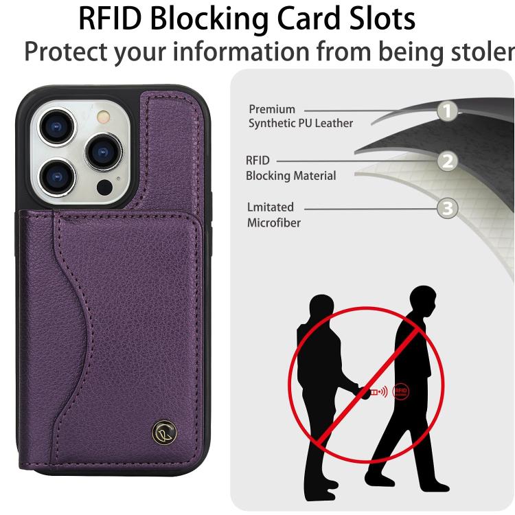 For iPhone 15 Pro Max AwQuer Horizontal Flip Card Bag Holder Leather Phone Case(Dark Purple) - iPhone 15 Pro Max Cases by Awquer | Online Shopping UK | buy2fix